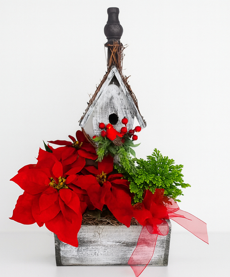 Rustic Poinsettia Birdhouse