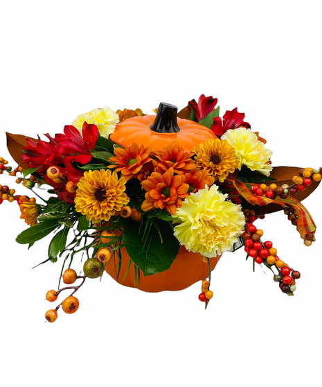 Fall Toned Ceramic Pumpkin Centerpiece