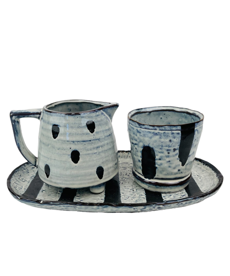 Ceramic Cream and Sugar 3 Piece Set