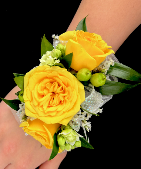 Yellow Corsage with Green Accents