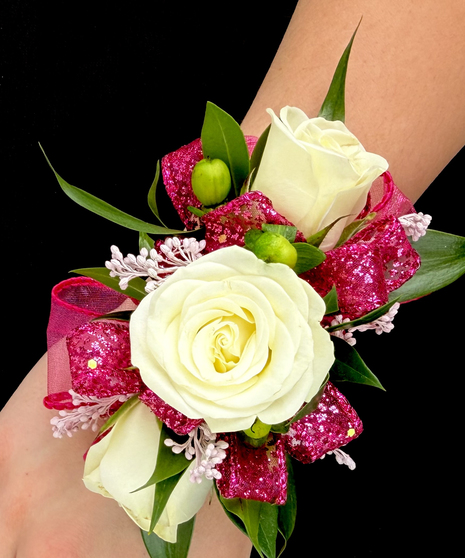 Ivory Corsage with Hot Pink Accents