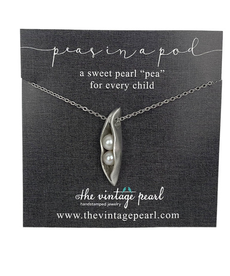 4 Pearl Peas in Your Pod Necklace - Sterling Silver Made in USA