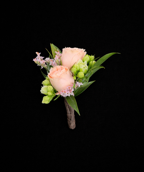 Double Sweetheart Boutonniere -Light Pink Roses With Upgrades