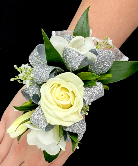 Ivory Corsage with Silver Accents